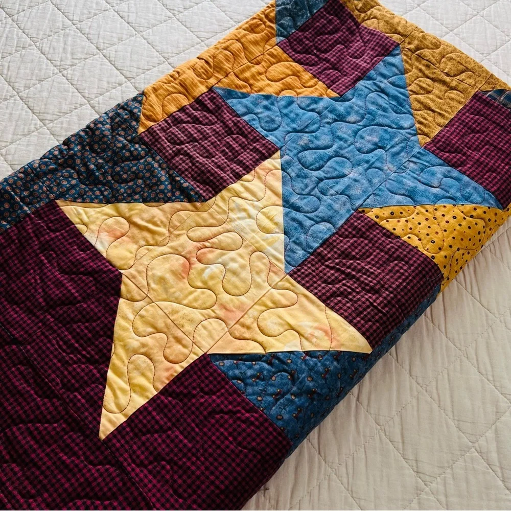 Handmade Patchwork Star Quilt – 70” x 70” – NEW